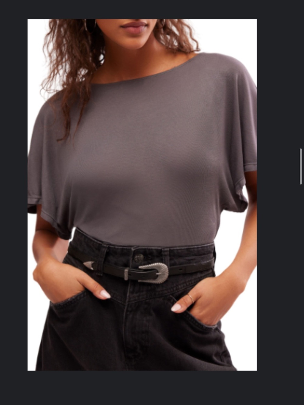 Free People Relaxed Boatneck Bodysuit in Gray